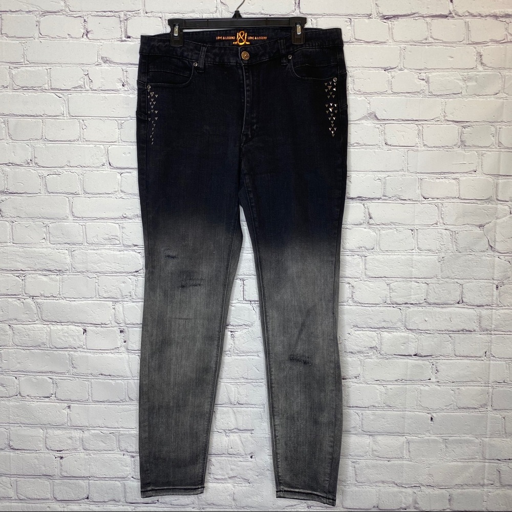 Love & Legend Ombré Studded Skinny Jeans